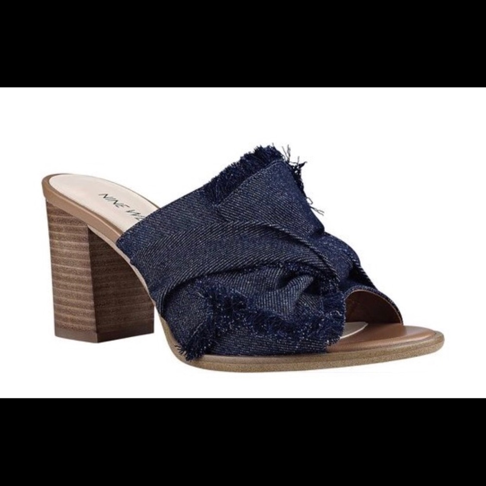 Nine West Bryon Knotted Block-Heel Mules